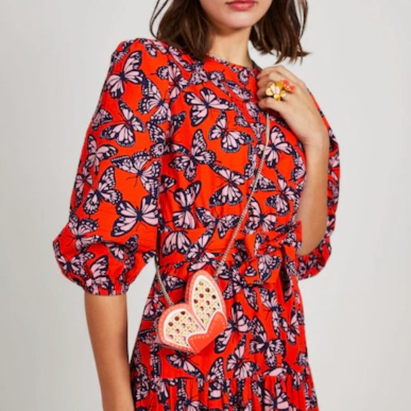 NWT Kate Spade Wing It Wicker Butterfly Coin Purse On AChain - Picture 2 of 6